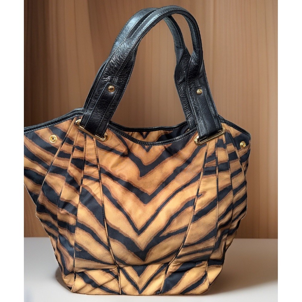 KOOBA Zebra Print Black Brown Shoulder Bag Tote 12" X 20"